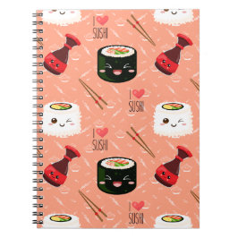 Cute roze Kawaii Sushi patroon Notitieboek