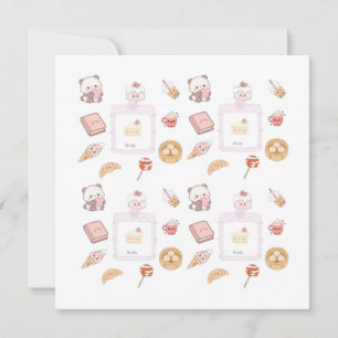 Cute Roze Kawaii Zoete Snoepjes Dessert Ontwerp Kaart
