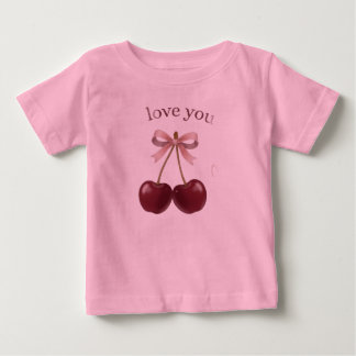 Cute Roze Kersen Love You T-shirt – Zoete Strik & 