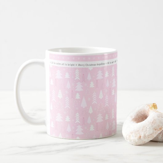 Cute roze kerstbomen Aangepaste koffie-Mok Koffiemok (Met donut)
