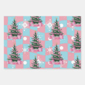 Cute Roze Kerstboom Inpakpapier Vel (Voorkant)