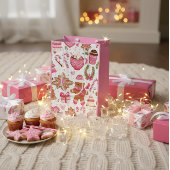 Cute Roze Kerstcadeautas Medium Cadeauzakje
