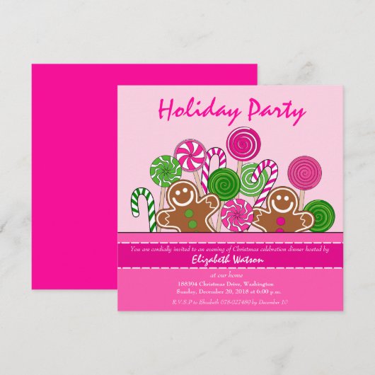 Cute roze kerstdrenbreads kaart (Voorkant / Achterkant)