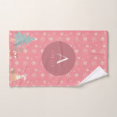 Cute Roze Kerstlanddieren Bad Handdoek (Handdoek)