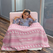 Cute roze kerstrendierpatroon, speciaal aangepast fleece deken