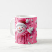 Cute Roze Kerstsneeuwman Mok (Voorkant links)