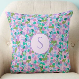 Cute roze kikker babemeisje nursery decor kussen