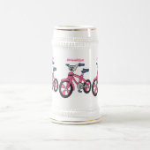 Cute roze kinder fietsenafbeelding cartoon bierpul (Center)