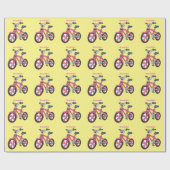 Cute roze kinder fietsenafbeelding cartoon cadeaupapier (Vlak)