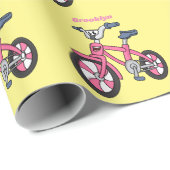 Cute roze kinder fietsenafbeelding cartoon cadeaupapier (Rol Hoek)