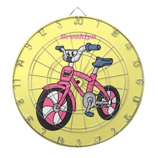 Cute roze kinder fietsenafbeelding cartoon dartbord (Voorkant)