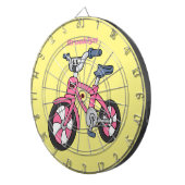 Cute roze kinder fietsenafbeelding cartoon dartbord (Voorkant Rechts)