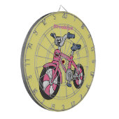 Cute roze kinder fietsenafbeelding cartoon dartbord (Voorkant Links)