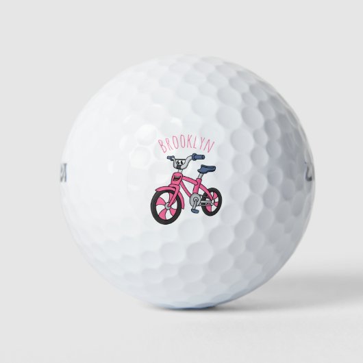 Cute roze kinder fietsenafbeelding cartoon golfballen (Voorkant)