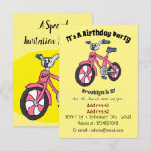 Cute roze kinder fietsenafbeelding cartoon kaart (Voorkant / Achterkant)