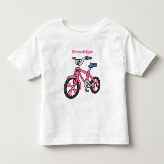 Cute roze kinder fietsenafbeelding cartoon kinder shirts (Voorkant)