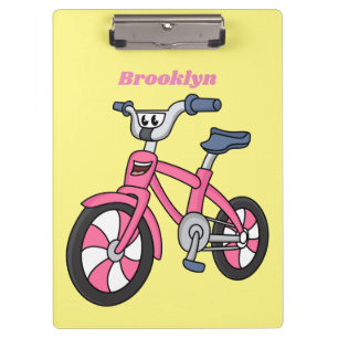 Cute roze kinder fietsenafbeelding cartoon klembord