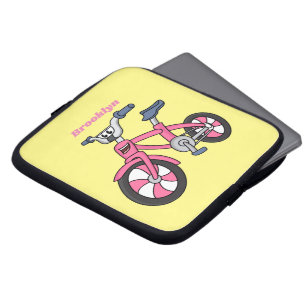 Cute roze kinder fietsenafbeelding cartoon laptop sleeve