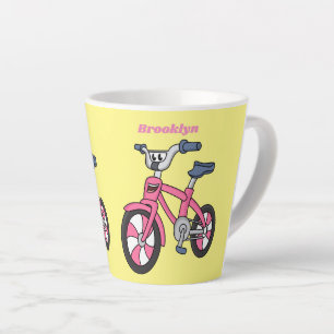 Cute roze kinder fietsenafbeelding cartoon latte mok