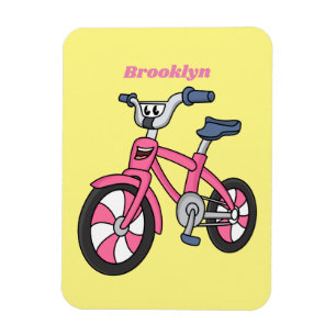 Cute roze kinder fietsenafbeelding cartoon magneet