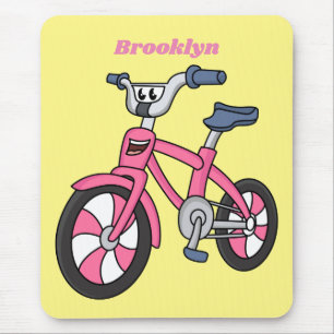 Cute roze kinder fietsenafbeelding cartoon muismat