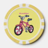 Cute roze kinder fietsenafbeelding cartoon poker chips (Voorkant)