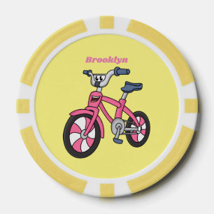 Cute roze kinder fietsenafbeelding cartoon poker chips