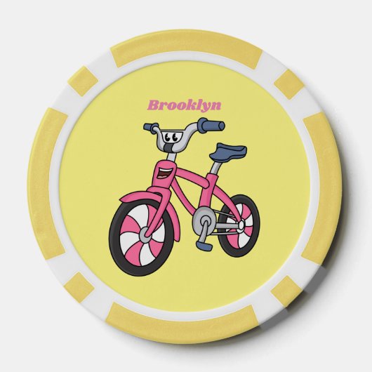 Cute roze kinder fietsenafbeelding cartoon poker chips (Achterkant)