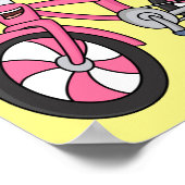 Cute roze kinder fietsenafbeelding cartoon poster (Hoek)