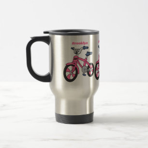 Cute roze kinder fietsenafbeelding cartoon reisbeker