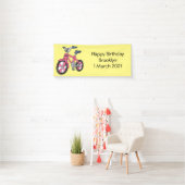 Cute roze kinder fietsenafbeelding cartoon spandoek (Insitu)