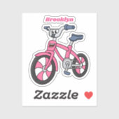 Cute roze kinder fietsenafbeelding cartoon sticker (Vel)