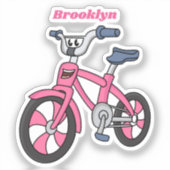 Cute roze kinder fietsenafbeelding cartoon sticker (Voorkant)
