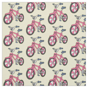 Cute roze kinder fietsenafbeelding cartoon stof