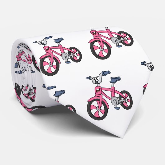Cute roze kinder fietsenafbeelding cartoon stropdas (Opgerold)