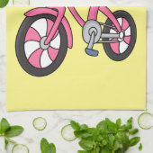 Cute roze kinder fietsenafbeelding cartoon theedoek (Gevouwen)