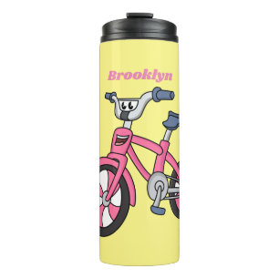 Cute roze kinder fietsenafbeelding cartoon thermosbeker