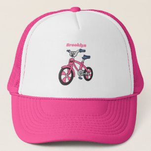 Cute roze kinder fietsenafbeelding cartoon trucker pet