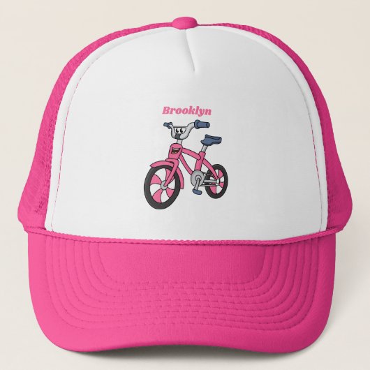Cute roze kinder fietsenafbeelding cartoon trucker pet (Voorkant)