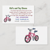 Cute roze kinder fietsenafbeelding cartoon visitekaartje (Voorkant / Achterkant)