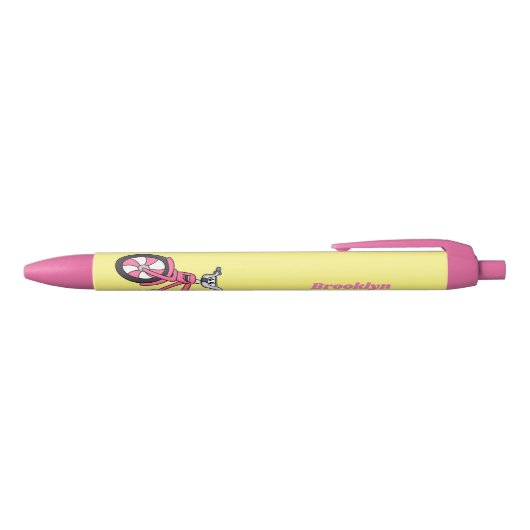 Cute roze kinder fietsenafbeelding cartoon zwarte inkt pen (Bovenkant)