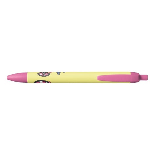 Cute roze kinder fietsenafbeelding cartoon zwarte inkt pen (Achterkant)