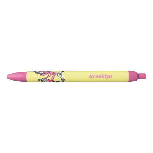 Cute roze kinder fietsenafbeelding cartoon zwarte inkt pen (Voorkant)