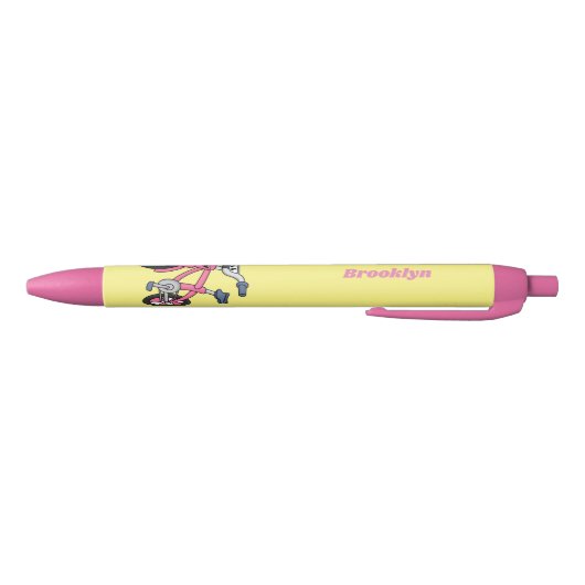Cute roze kinder fietsenafbeelding cartoon zwarte inkt pen (Bodem)