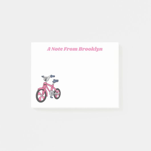 Cute roze kinderfiets cartoon illustratie post-it® notes (Voorkant)