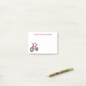 Cute roze kinderfiets cartoon illustratie post-it® notes (Op bureau)