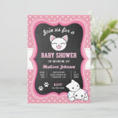 Cute Roze Kitten Baby Shower Kaart (Staand voorkant)