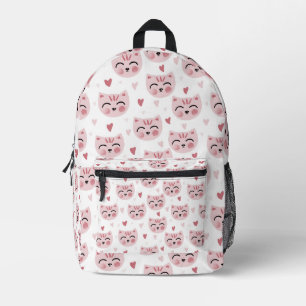 Cute Roze Kittens en Hartjes Patroon voor Kinderen Bedrukte Rugzak