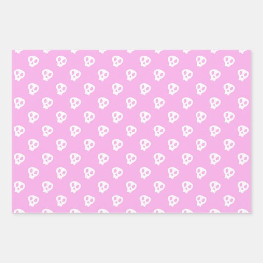 Cute Roze Kleine Boo Geest Schedel Halloween Cadea Inpakpapier Vel (Voorkant 2)