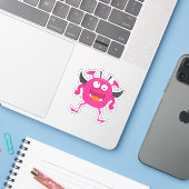 Cute Roze Kleine Monster Halloween Sticker (Laptop met iPhone)